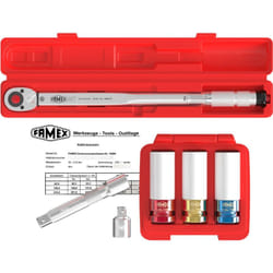 Famex - Clé dynamométrique 1/2', 30-210 Nm, Tolérance de ±3 % avec douilles 17, 19, 21 mm, 10886-3N-KS