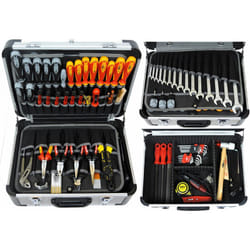 418-89 Boîte à outils en aluminium - Malette à outils complète - Valise à Outils de haute Qualité - Famex
