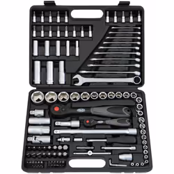 FAMEX 568-FX-46 Boîte à outils - Coffret à douilles - 120-pièces Contenu: 2 cliquets composite reversible avec 72 dents et li ...