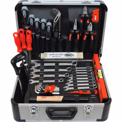 FAMEX 729-88 Malette à outils complète - Valise à Outils - Boîte à outils en aluminium Contenu: 1 pince multiprise à branches ...