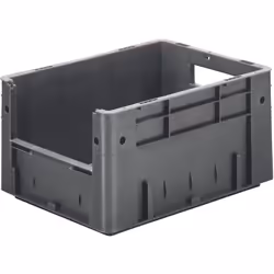 Bac gerbable normes Europe avec zone de préhension, capacité 17,5 l, L x l x h 400 x 300 x 210 mm, lot de 4, gris. Produit li ...