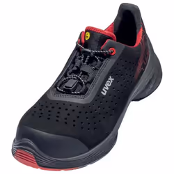 Uvex 68372, Unisexe, Adulte, Chaussures de sécurité, Noir, Rouge, SRC, P, ESD, S1, Fermeture rapide
