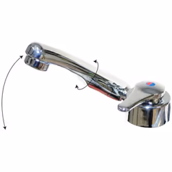 Mitigeu court. Mitigeur eau chaude / eau froide rabattable. Avec bec orientable, contacteur 12 V et cartouche céramique. Dépo ...