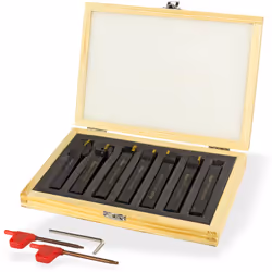 Outils pour tour à métaux, plaquette en partie au carbure, pour tous travaux sur moyenne et petite machine. Set de 7 outils l ...