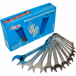 Ensemble de 12 clés plates en chrome vanadium. 12 clés plates Tailles en mm : 6x7 – 8x9 – 10x11 – 12x13 – 14x15 – 16x17 – 18x ...