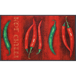 wash+dry Hot Chilli Paillasson décoratif Intérieure Rectangulaire Vert, Rouge
