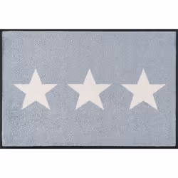wash+dry Stars grey, Paillasson décoratif, Intérieure, Rectangulaire, Gris, Blanc, Image, Caoutchouc