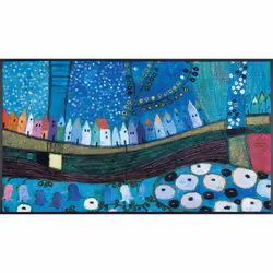 wash+dry Stadt in Blau, Paillasson décoratif, Intérieure, Rectangulaire, Multicolore, Image, 750 mm