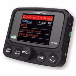 Albrecht DR 56+ DAB+, Voiture, Numérique, DAB, DAB+, FM, 87,6 - 107,9 MHz, 174 - 240 MHz, TFT