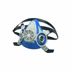 Confortable et souple. Demi-masque en Multiflex bleu (combinaison d'élastomère thermoplastique souple et d'éléments rigides e ...