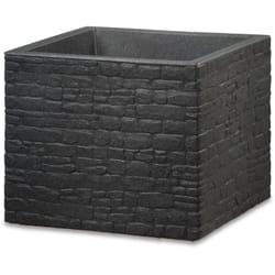 Scheurich - Muretto 40, bac à plantes/pot à fleurs/jardinière, carré, coloris: Stony Black, fabriqué avec du plastique recyclé, pour l'extérieur