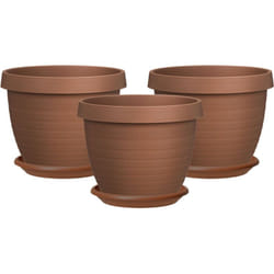 Scheurich - Set de 3 pots à fleurs Country Star 40 avec soucoupes, en plastique coloris: terre cuite, 39 cm de diamètre, 30 cm de hauteur, 21,5 l vol.