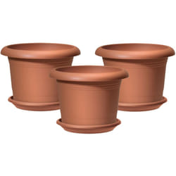 Scheurich - Set de 3 pots à fleurs Oliver avec soucoupes, coloris: terre cuite, 40,4 cm de diamètre, 28,1 cm de hauteur, 19,3 l vol.