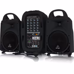 Behringer PPA500BT, 500 W, 20,3 cm (8"), 20,3 cm, Système d'adresse publique autoportant, Noir, Avec fil &sans fil