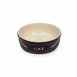 Nobby 73351, Chat, Vitrocéramique, Beige, Noir, Gamelle à nourriture pour animaux de compagnie, Monochromatique, 0,25 L
