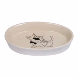 Nobby 73637, Chat, Vitrocéramique, Crème, Gamelle à nourriture pour animaux de compagnie, Image, 0,12 L