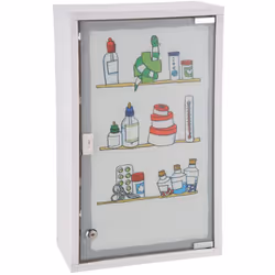 Alliant design et fonctionnalité, cette armoire à pharmacie en acier inoxydable avec porte vitrée et serrure de la marque HI  ...