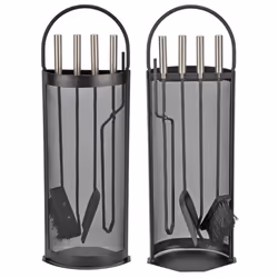 HI Ensemble d'outils de cheminée 5 pcs Noir 23x14,8x66 cm