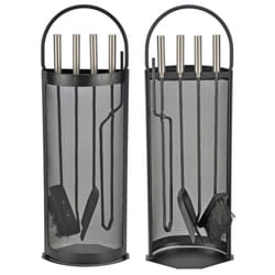 HI Ensemble d'outils de cheminée 5 pcs Noir 23x14,8x66 cm