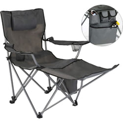 HI - Chaise de camping de luxe avec repose pieds Anthracite