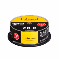 Intenso CD-R 700MB, 52x, CD-R, 120 mm, 700 Mo, Boîte à gâteaux, 25 pièce(s)