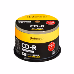 Intenso 1801125, 52x, CD-R, 120 mm, 700 Mo, Boîte à gâteaux, 50 pièce(s)