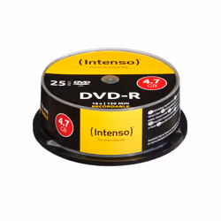 Intenso DVD-R 4.7GB, 16x, DVD-R, 120 mm, Boîte à gâteaux, 25 pièce(s), 4,7 Go