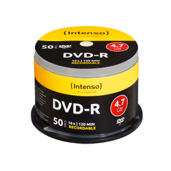 Intenso DVD-R 4.7GB, 16x, DVD-R, 120 mm, Boîte à gâteaux, 50 pièce(s), 4,7 Go