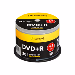 Intenso 4111155, DVD+R, 120 mm, Boîte à gâteaux, 50 pièce(s), 4,7 Go