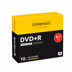 Intenso DVD+R 4.7GB, Printable, 16x, DVD+R, 120 mm, Imprimable, Petit boitier, 10 pièce(s), 4,7 Go