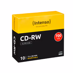 Intenso CD-RW 700MB / 80min, 12x, 12x, CD-RW, 120 mm, 700 Mo, Petit boitier, 10 pièce(s)