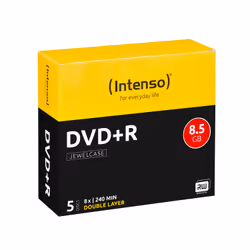 Intenso DVD+R 8.5GB, DL, 8x, DVD+R DL, 120 mm, Coffret à bijoux, 5 pièce(s), 8,5 Go