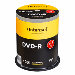 Intenso DVD-R 4.7GB, DVD-R, 120 mm, Boîte à gâteaux, 100 pièce(s), 4,7 Go