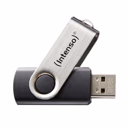 Intenso Basic Line, 16 Go, USB Type-A, 2.0, 28 Mo/s, Pivotant, Noir, Argent