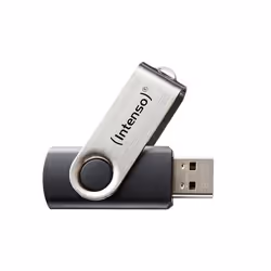 Intenso Basic Line, 64 Go, USB Type-A, 2.0, 28 Mo/s, Pivotant, Noir, Argent
