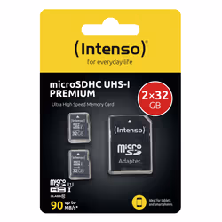 Intenso Doppelpack microSDHC 32GB UHS-I Premium inkl. SD-Adapter - High Capacity SD (MicroSDHC) 32 Go Classe 10