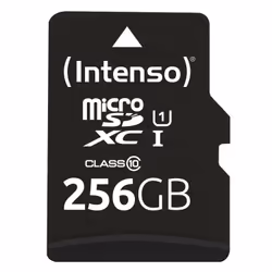 Intenso microSD 256GB UHS-I Perf CL10| Performance, 256 Go, MicroSD, Classe 10, UHS-I, 90 Mo/s, Class 1 (U1)