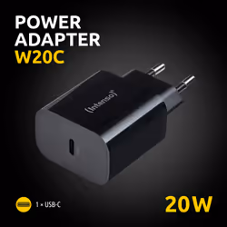 Intenso Adaptateur secteur W20C, 20 W, port USB-C, noir - Vue supplémentaire 2