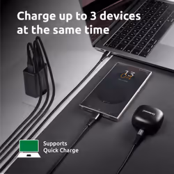 Intenso Adaptateur secteur W65ACC, chargeur USB avec 1 port USB-A et 2 ports USB-C, noir - Vue supplémentaire 2