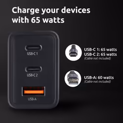 Intenso Adaptateur secteur W65ACC, chargeur USB avec 1 port USB-A et 2 ports USB-C, noir - Vue supplémentaire 5