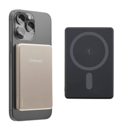 Intenso Batterie externe magnétique MW5000 5000 mAh – Compatible MagSafe, Charge sans fil 15W, USB-C PD 20W, Fine & Compacte – Testée en Allemagne – Champagne
