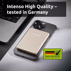 Intenso Batterie externe magnétique MW5000 5000 mAh – Compatible MagSafe, Charge sans fil 15W, USB-C PD 20W, Fine & Compacte – Testée en Allemagne – Champagne - Vue supplémentaire 4