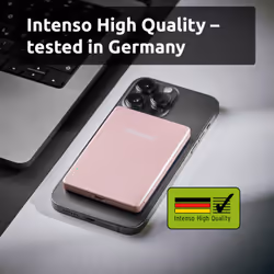 Intenso Batterie Externe Magnétique MW5000 5000 mAh – Compatible MagSafe, Charge Sans Fil 15W, USB-C PD 20W, Fine & Compacte – Testée en Allemagne – Rosé - Vue supplémentaire 4