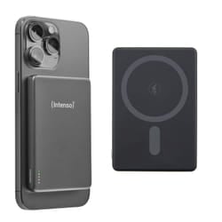 Intenso Batterie Externe Magnétique MW5000 5000 mAh – Compatible MagSafe, Charge Sans Fil 15W, USB-C PD 20W, Fine & Compacte – Testée en Allemagne – Gris