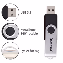 Intenso Clé USB Office Line, 32 Go, USB-A, 3.2 Gen 1x1, noir-argent