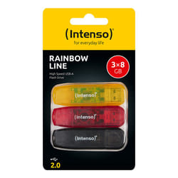 Intenso Rainbow Line Lot de 3 Clés USB 8 Go, USB-A 2.0, couleurs assorties, multipack