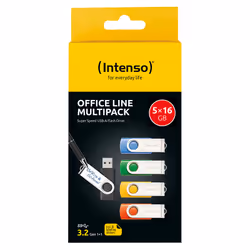 Intenso 5 x Clé USB Office Line, 16 Go, USB-A, 3.2 Gen 1x1, couleurs assorties - Vue supplémentaire 2