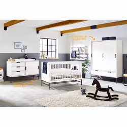 Pinolino Kinderträume 100072XG, Lit bébé, Bois, Anthracite, Blanc