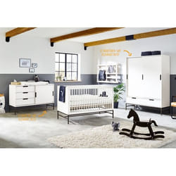 Pinolino Kinderträume 100072XG Lit pour bébé Lit bébé Bois Anthracite, Blanc
