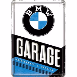 Plaque en métal - BMW - Garage - 14 X 10 cm - Vintage - Décoration murale